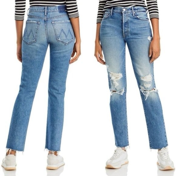Mother the Trickster Skimp Fray in Thrill Seeker Distressed Denim Jeans